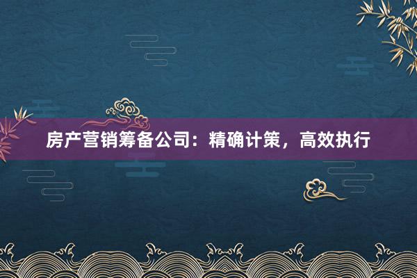 房产营销筹备公司：精确计策，高效执行